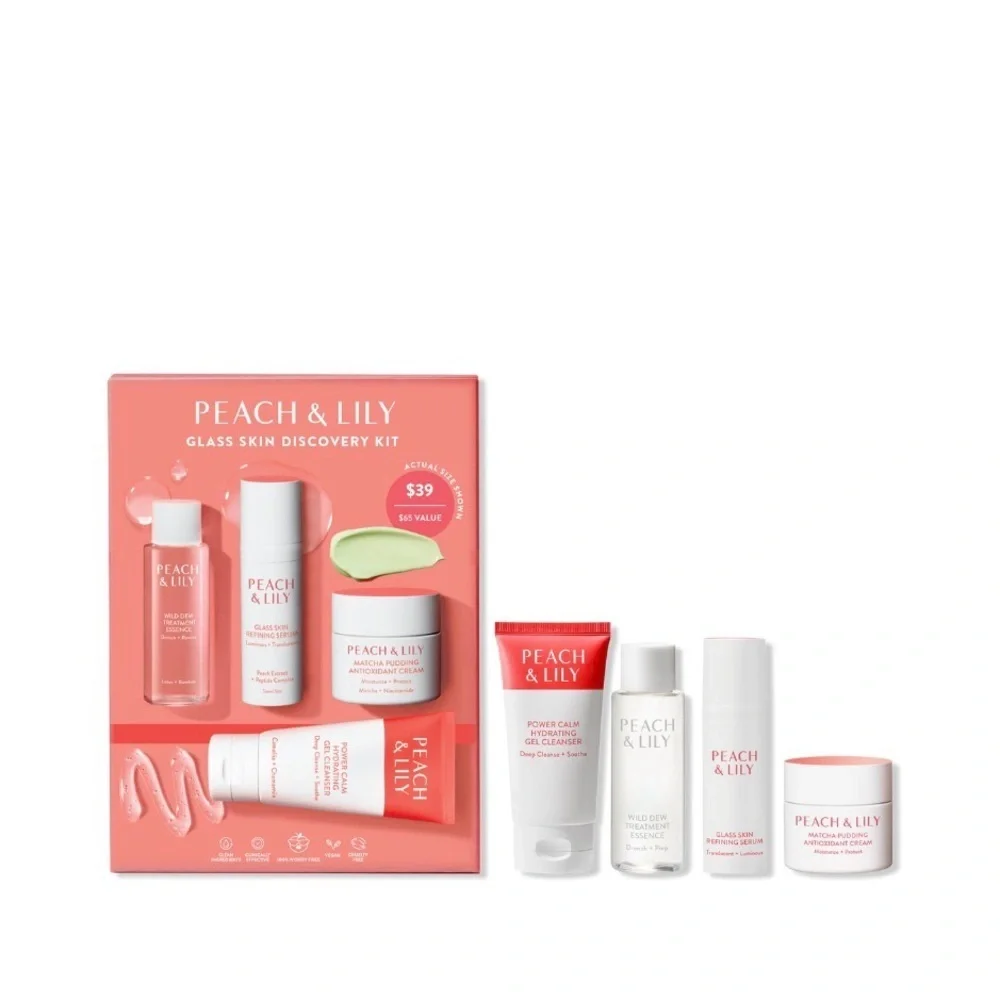 Peach & Lily BUNDLE Glass Discovery Kit and Copper Peptide Pro Firming Serum NEW